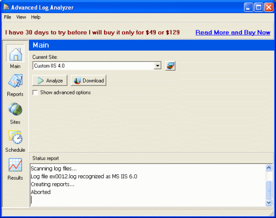 The Screenshot of Advanced Log Analyzer.