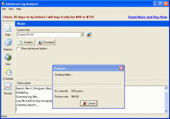 The Screenshot of Advanced Log Analyzer.