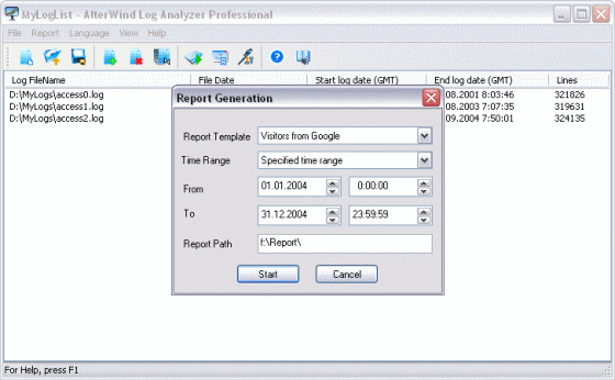 The Screenshot of AlterWind Log Analyzer.