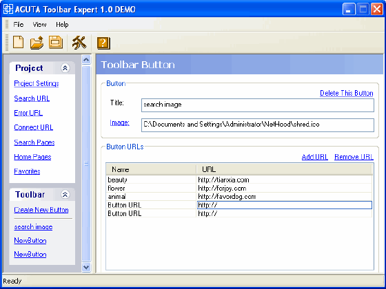 add new button in toolbar of AGUTA Toolbar Expert