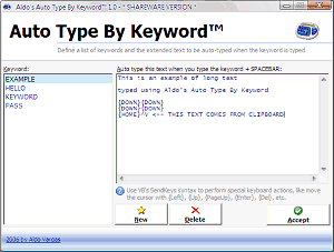 Keywords - Aldo's Auto Type by Keyword