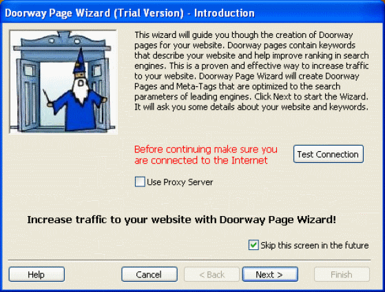 The Screenshot of Doorway Page Wizard.