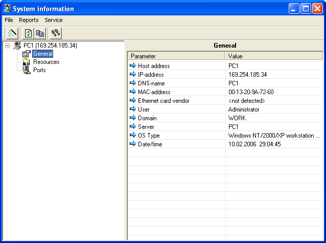 System information - LANState Personal