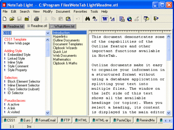 The Screenshot of NoteTab.