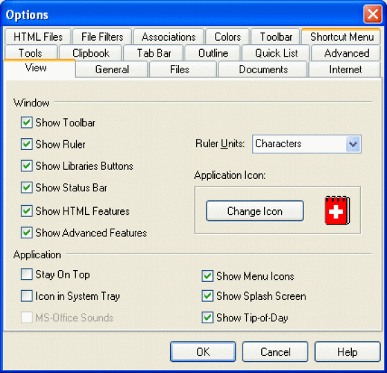 The Screenshot of Options.