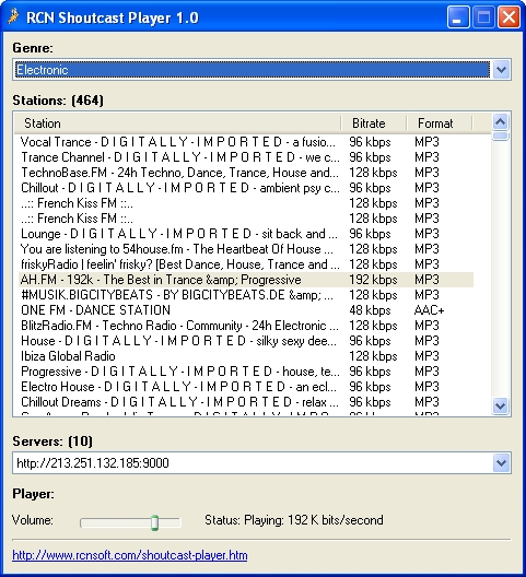 RCN Shoutcast Player