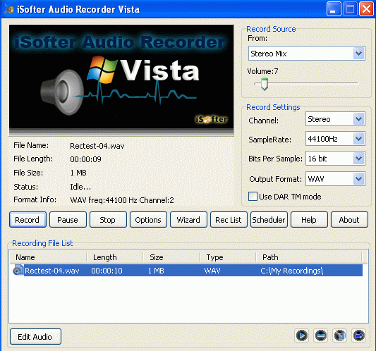 iSofter Audio Recorder Vista