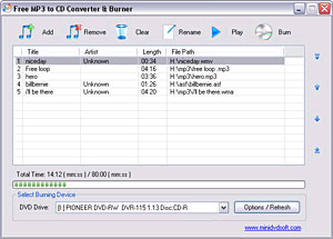 Free MP3 to CD Converter & Burner