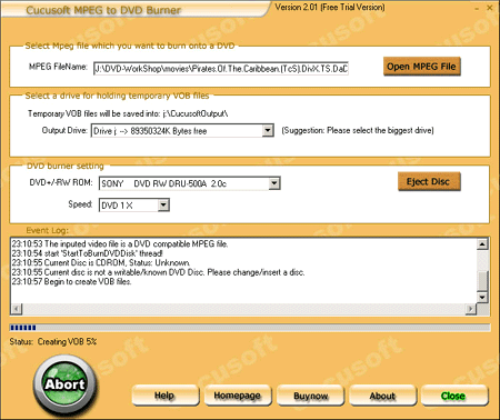 MPEG to DVD Burner