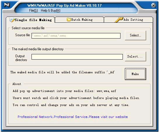 WMV/WMA/ASF Pop Up Ad Maker