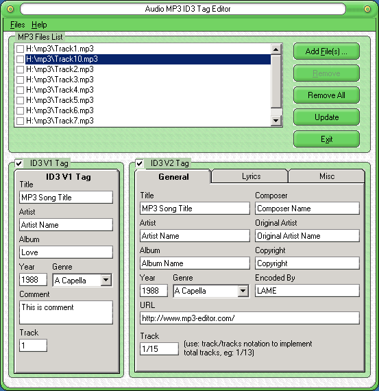 Audio MP3 ID3 Tag Editor