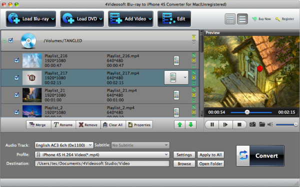 4Videosoft Blu-ray to iPhone 4S for Mac
