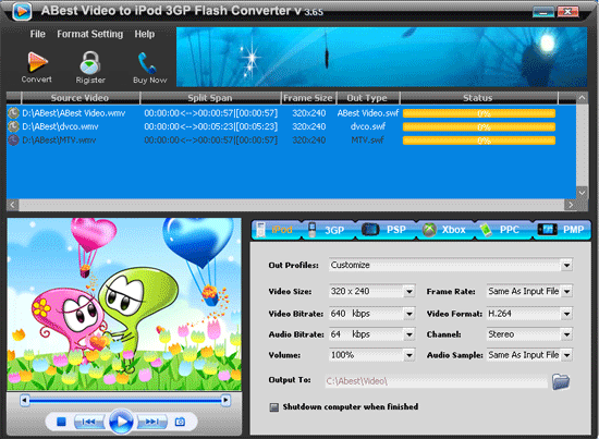 ABest Video to iPod 3GP Flash Converter