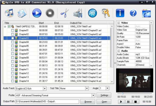 Agile DVD to ASF Converter
