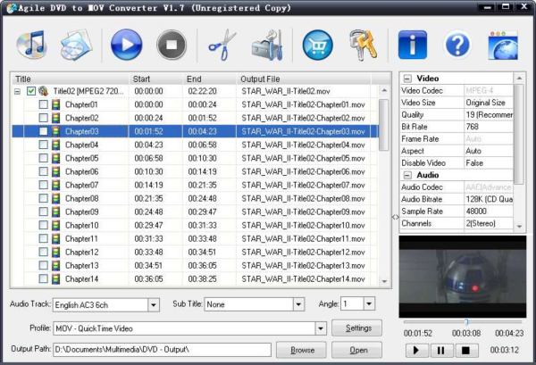 Agile DVD to MOV Converter