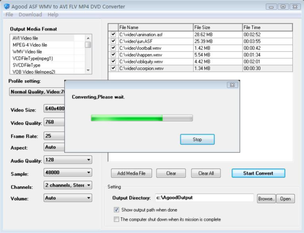 Agood ASF WMV to AVI FLV MP4 Converter