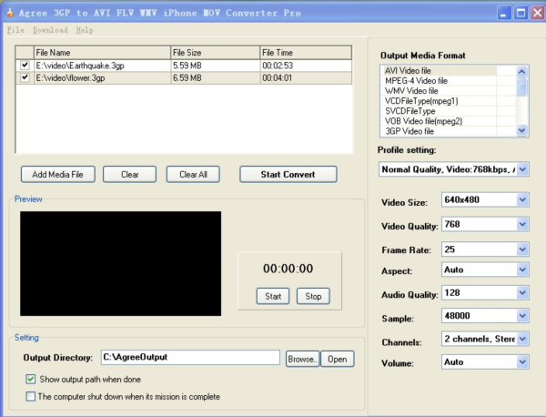 Agree 3GP to AVI FLV WMV Converter