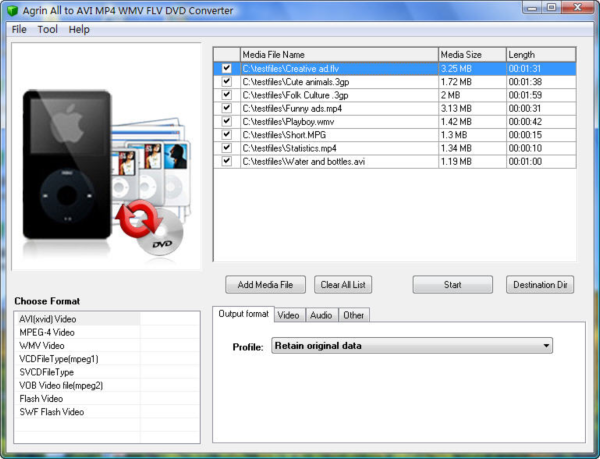 Agrin All to AVI MP4 FLV DVD Converter