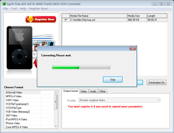 Agrin Free ASF AVI to WMV MOV Converter
