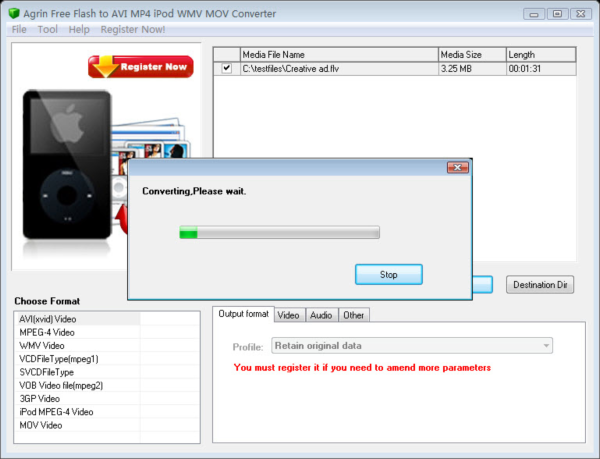 Agrin Free Flash to AVI MP4 iPod WMV MOV