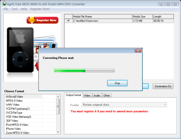 Agrin Free MOV WMV to AVI MP4 Converter