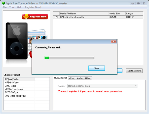 Agrin Free Youtube to AVI MP4 Converter