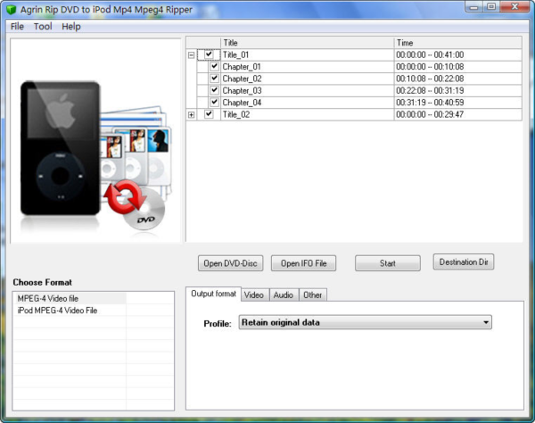 Agrin Rip DVD to iPod Mp4 Mpeg4 Ripper