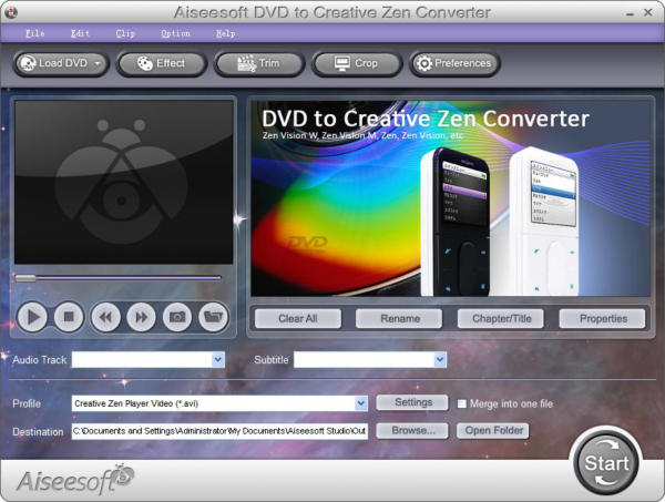 Aiseesoft DVD to Creative Zen Converter