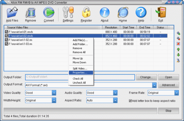 Allok RM RMVB to AVI MPEG DVD Converte