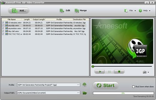 Aneesoft Free 3GP Video Converter