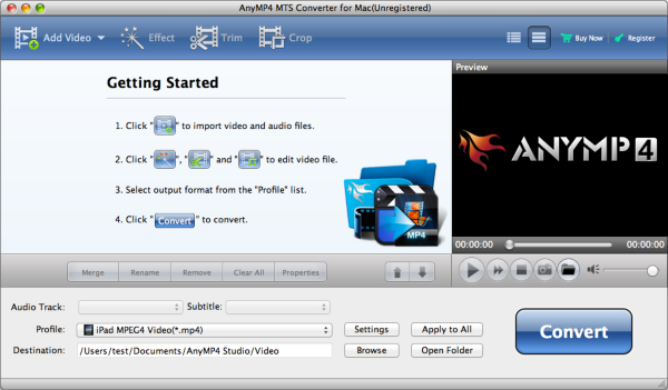 AnyMP4 MTS Converter for Mac