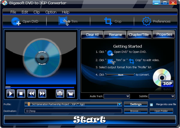 Bigasoft DVD to 3GP Converter