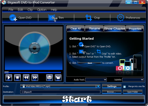 Bigasoft DVD to iPod Converter