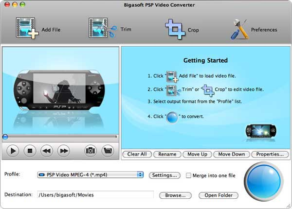 Bigasoft PSP Video Converter for Mac