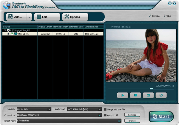 Daniusoft DVD to BlackBerry Converter