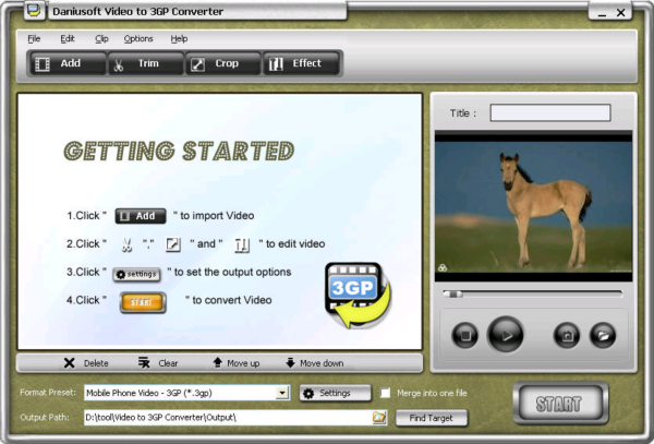Daniusoft Video to 3GP Converter