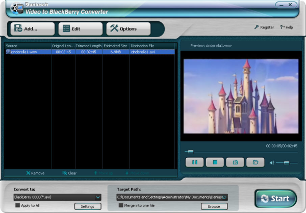 Daniusoft Video to BlackBerry Converter