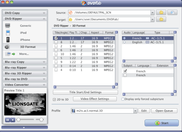 DVDFab 2D to 3D Converter for Mac
