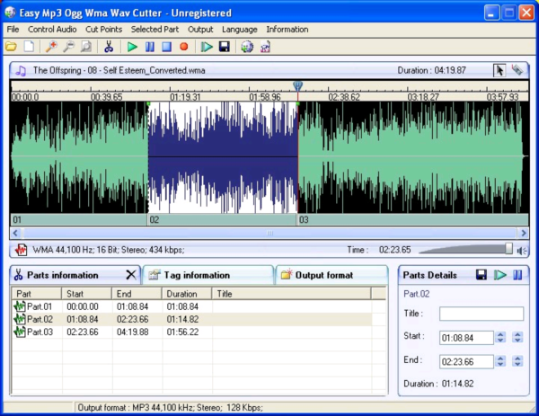 Easy mp3 wma cutter