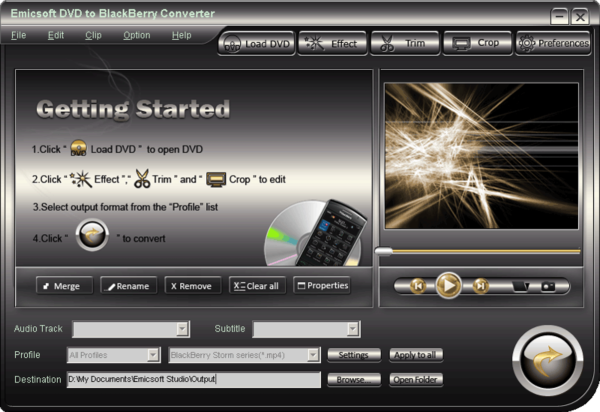 Emicsoft DVD to BlackBerry Converter