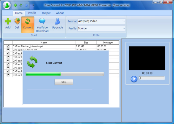 Free Convert to DIVX AVI WMV MP4 MPEG Converter