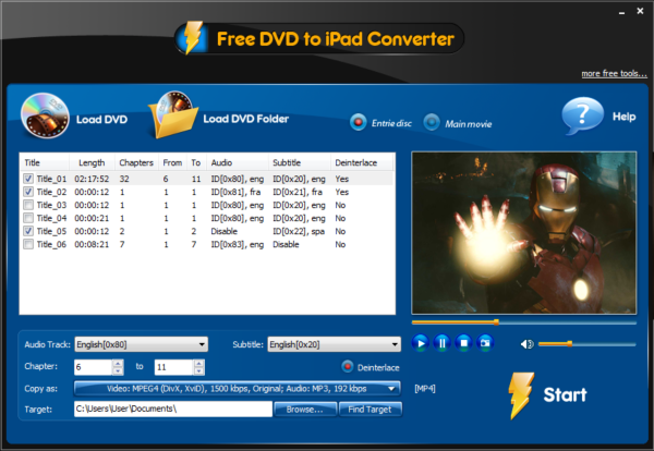 Free DVD to iPad Converter