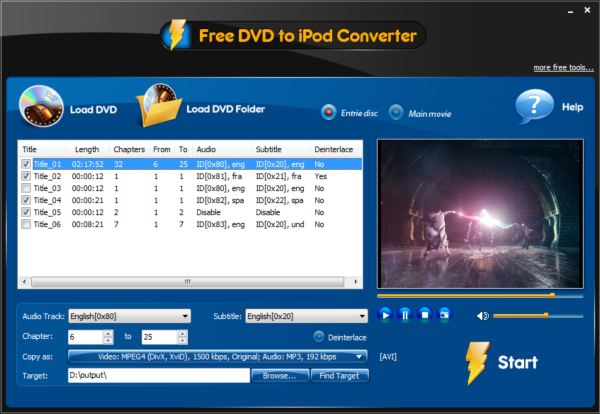 Free DVD to iPod Converter