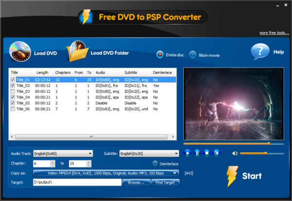 Free DVD to PSP Converter