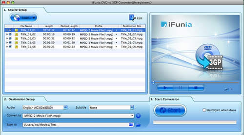 iFunia DVD to 3GP Converter for Mac