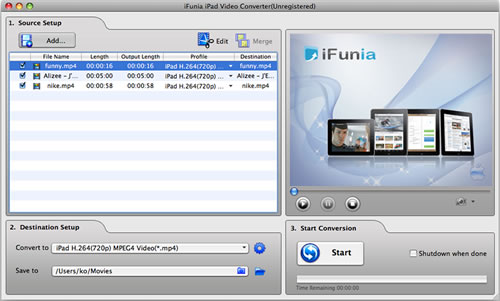 iFunia iPad Video Converter for Mac
