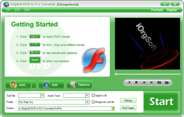 iOrgSoft DVD to FLV Converter