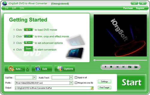 iOrgSoft DVD to iRiver Converter