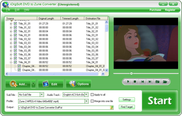 iOrgSoft DVD to Zune Converter