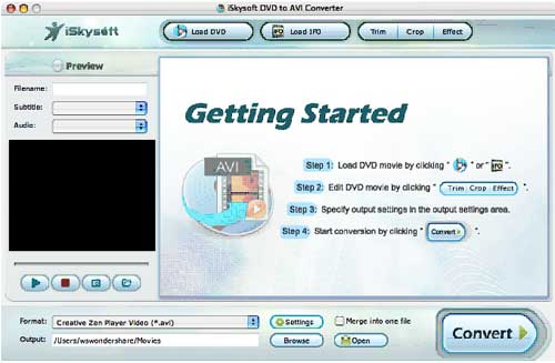 iSkysoft DVD to AVI Converter for Mac
